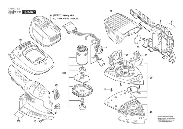 Vue éclatée Bosch PSM 18 LI 3 603 CA1 300 - page 1