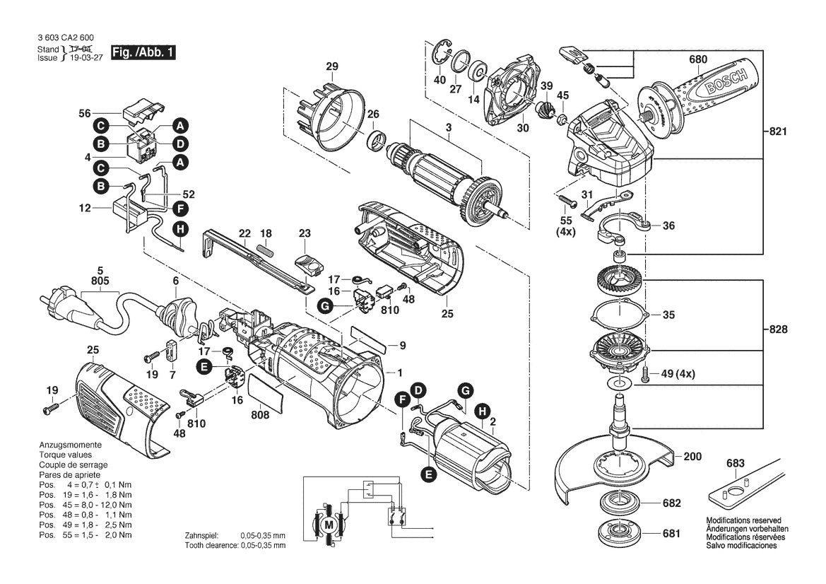 Vue éclatée Bosch PWS-1000-125 3 603 CA2 630 - page 1