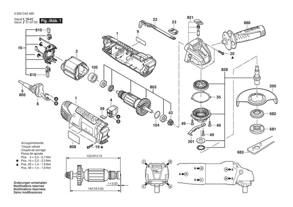 Vue éclatée Bosch PWS 850-125 3 603 CA2 701 - page 1
