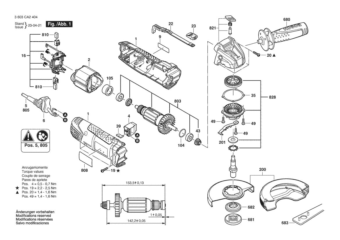 Vue éclatée Bosch PWS 850-125 3 603 CA2 704 - page 1