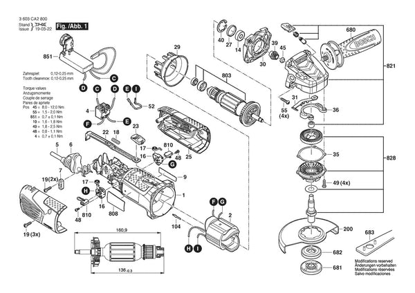 Vue éclatée Bosch PWS-1000-125 CE 3 603 CA2 890 - page 1