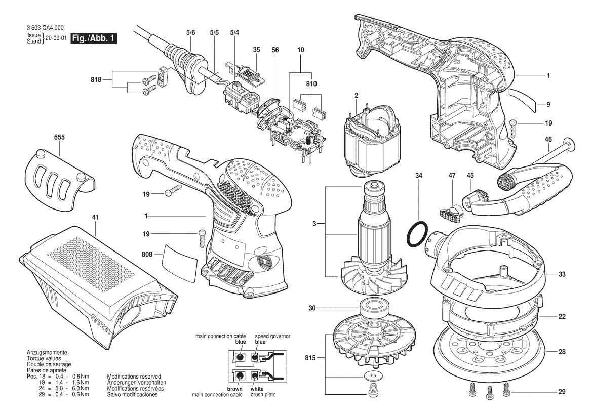 Vue éclatée Bosch PEX 4000 AE 3 603 CA4 002 - page 1
