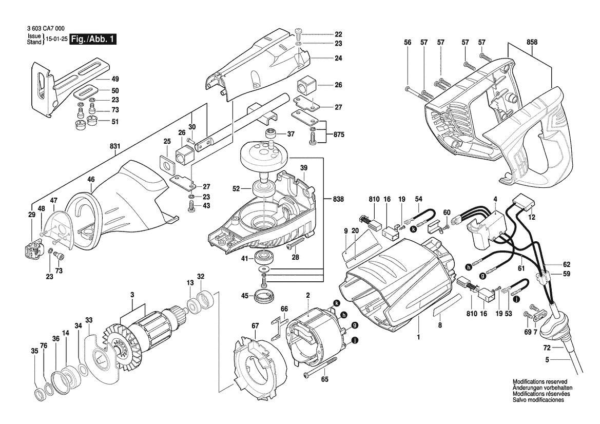 Vue éclatée Bosch PSA 700 E 3 603 CA7 000 - page 1