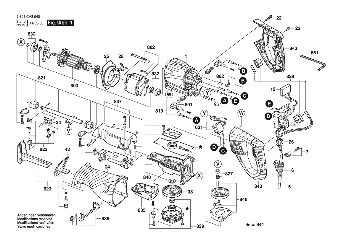 Vue éclatée Bosch PSA 1150 3 603 CA8 040 - page 1