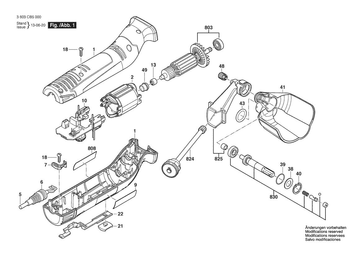 Vue éclatée Bosch PRR 250 ES 3 603 CB5 040 - page 1
