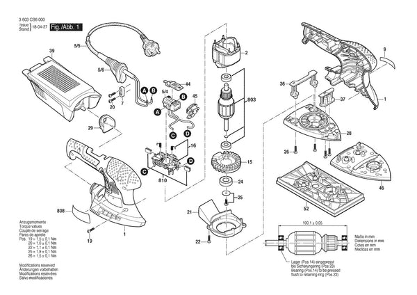 Vue éclatée Bosch PSM 200 AES 3 603 CB6 000 - page 1