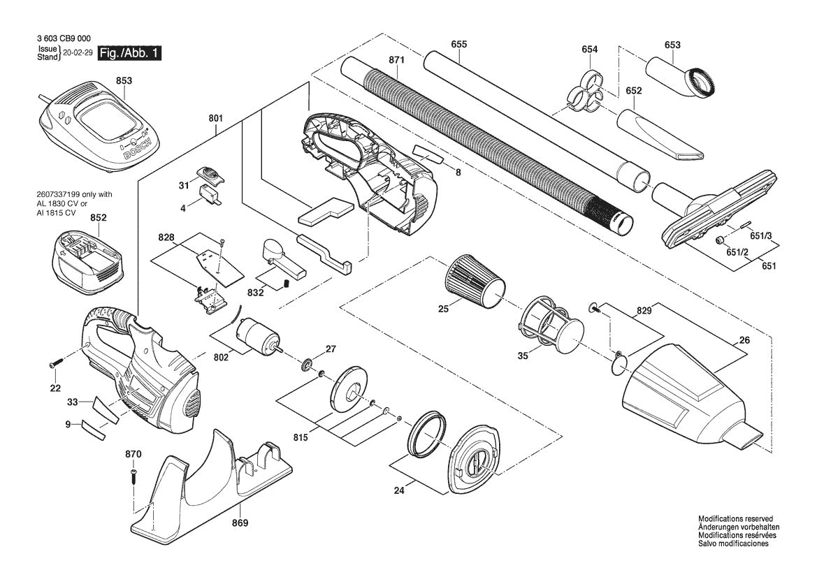 Vue éclatée Bosch PAS 18 LI 3 603 CB9 000 - page 1