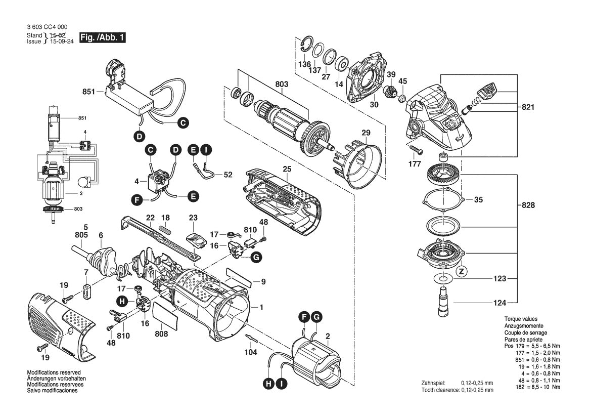 Vue éclatée Bosch PWR 180 CE 3 603 CC4 000 - page 1