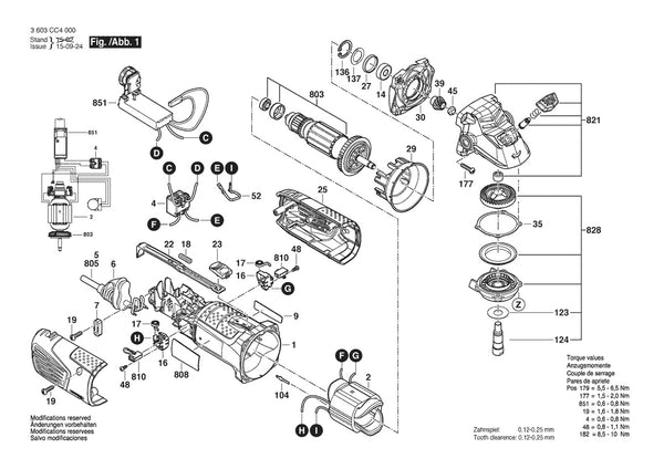 Vue éclatée Bosch PWR 180 CE 3 603 CC4 000 - page 1