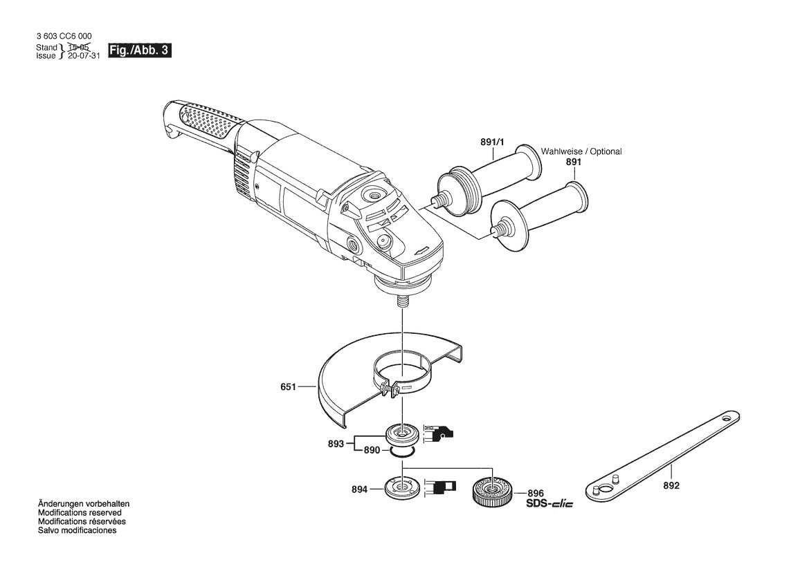 Vue éclatée Bosch PWS 2000-230 JE 3 603 CC6 000 - page 3