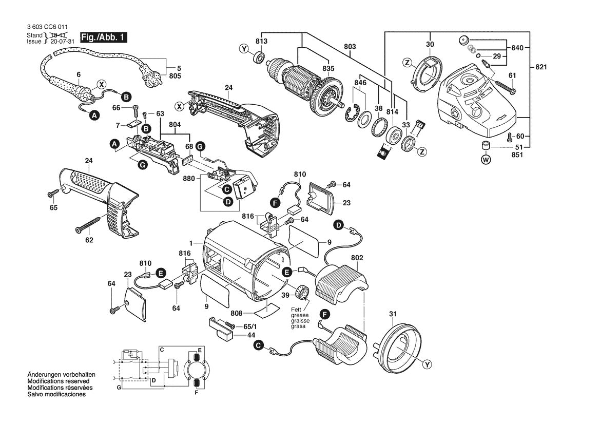 Vue éclatée Bosch PWS 2000-230JE 3 603 CC6 001 - page 1