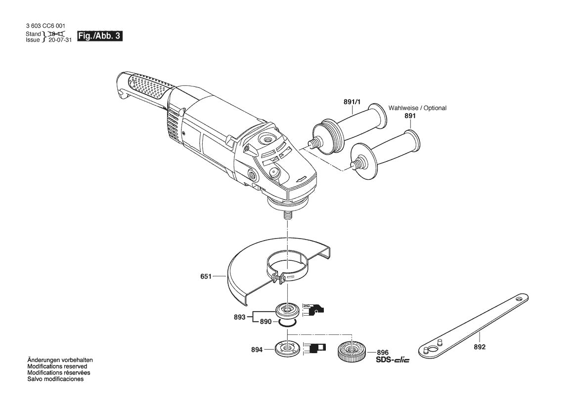 Vue éclatée Bosch PWS 2000-230JE 3 603 CC6 031 - page 3
