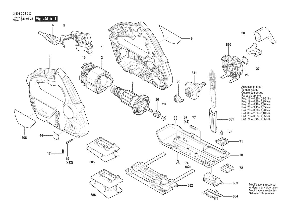 Vue éclatée Bosch EasyCut 50 3 603 CC8 000 - page 1