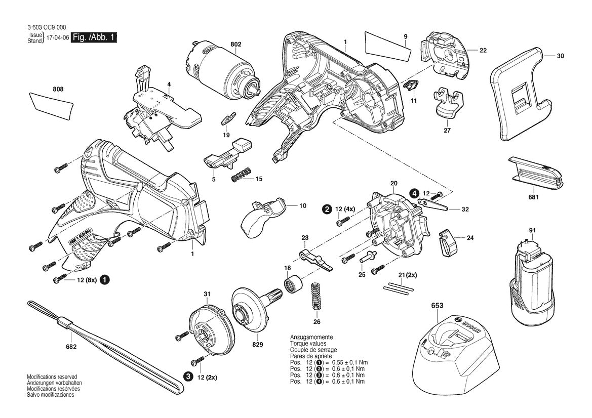 Vue éclatée Bosch EasyCut 12 3 603 CC9 000 - page 1