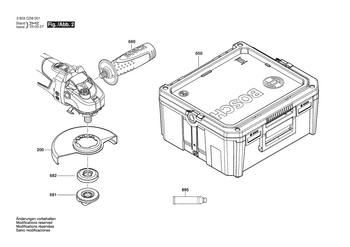 Vue éclatée Bosch AdvancedGrind 18 3 603 CD9 001 - page 2
