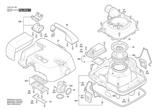 Vue éclatée Bosch AdvancedVac 18V-8 3 603 CE1 000 - page 1