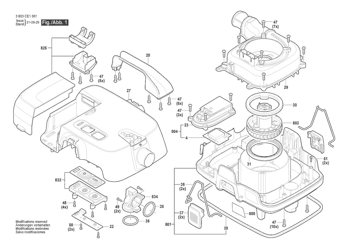 Vue éclatée Bosch AdvancedVac 18V-8 3 603 CE1 001 - page 1