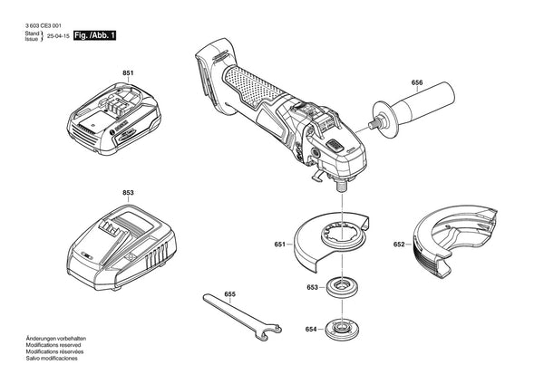 Vue éclatée Bosch PWS 18V-70 3 603 CE3 002 - page 1