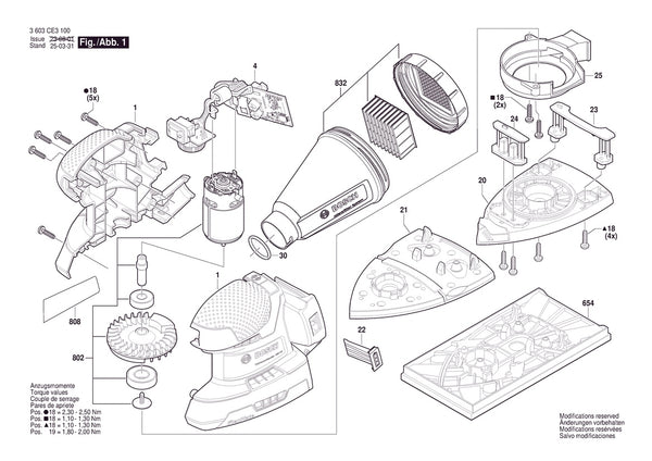 Vue éclatée Bosch UniversalSander 18V-10 3 603 CE3 100 - page 1