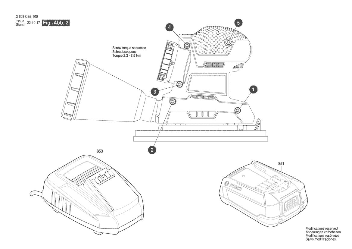 Vue éclatée Bosch UniversalSander 18V-10 3 603 CE3 100 - page 2