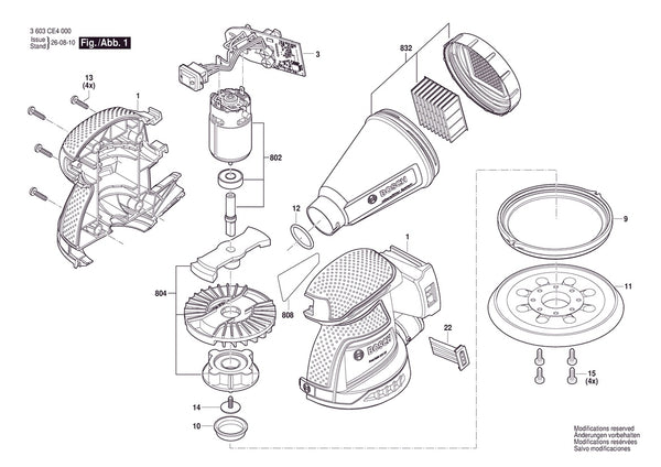 Vue éclatée Bosch EasyOrbit 18V-10 3 603 CE4 050 - page 1