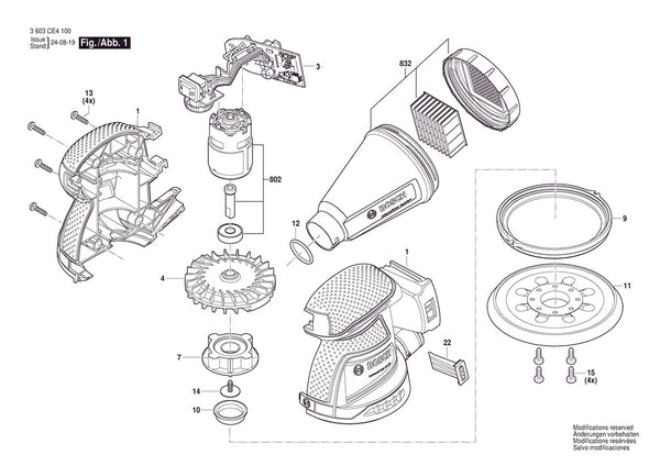 Vue éclatée Bosch UniversalOrbit 18V-20 3 603 CE4 100 - page 1