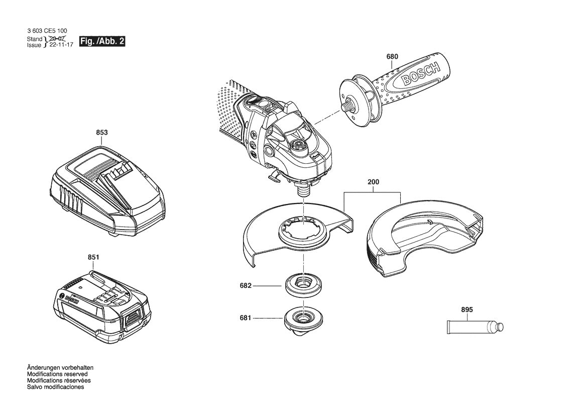Vue éclatée Bosch AdvancedGrind 18V-80 3 603 CE5 100 - page 2