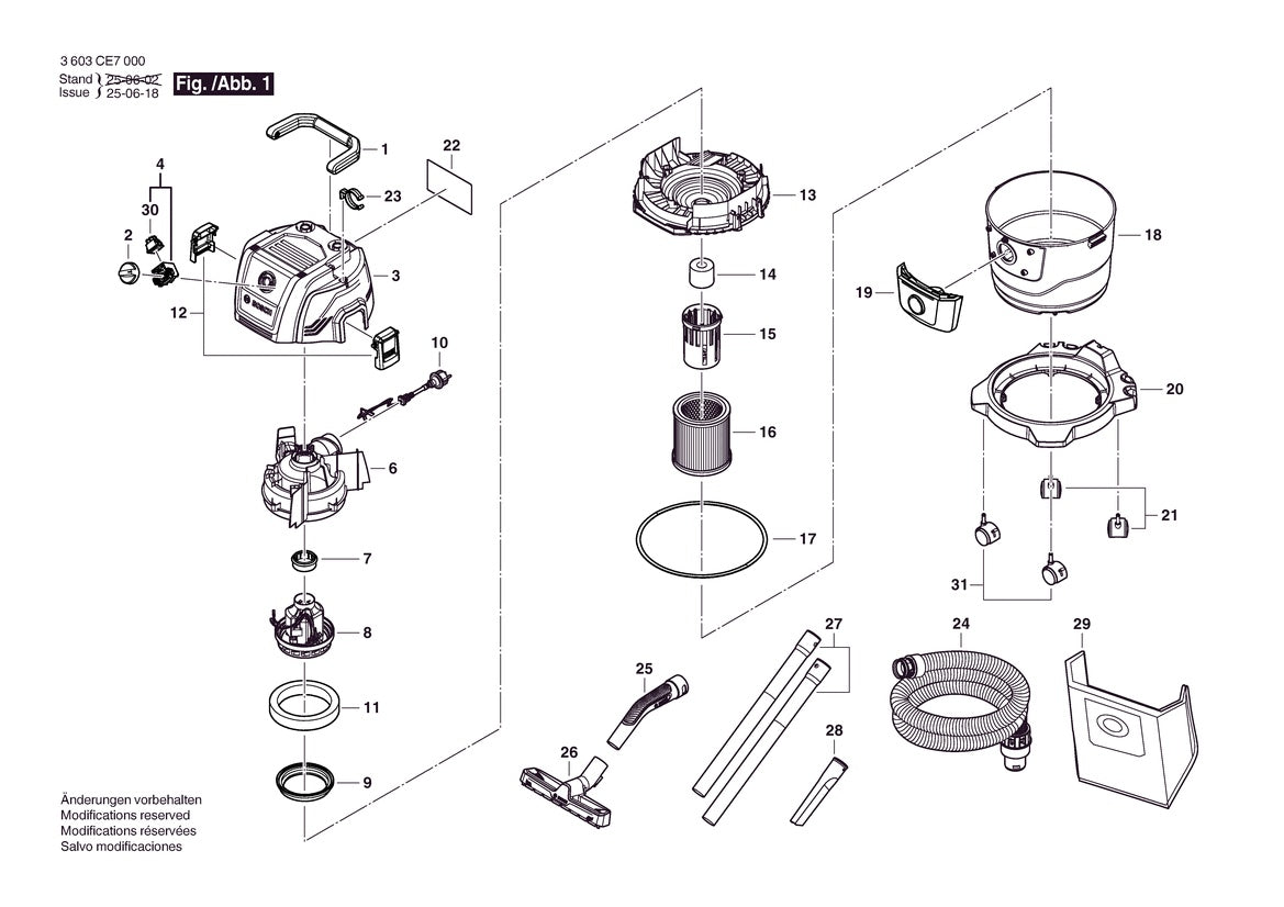 Vue éclatée Bosch PAS15-200 3 603 CE7 030 - page 1