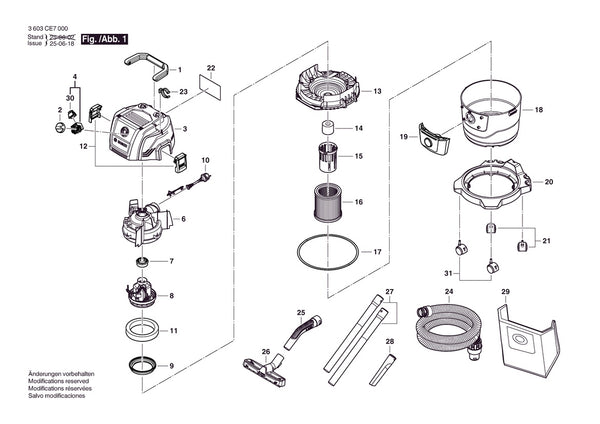 Vue éclatée Bosch PAS15-200 3 603 CE7 030 - page 1