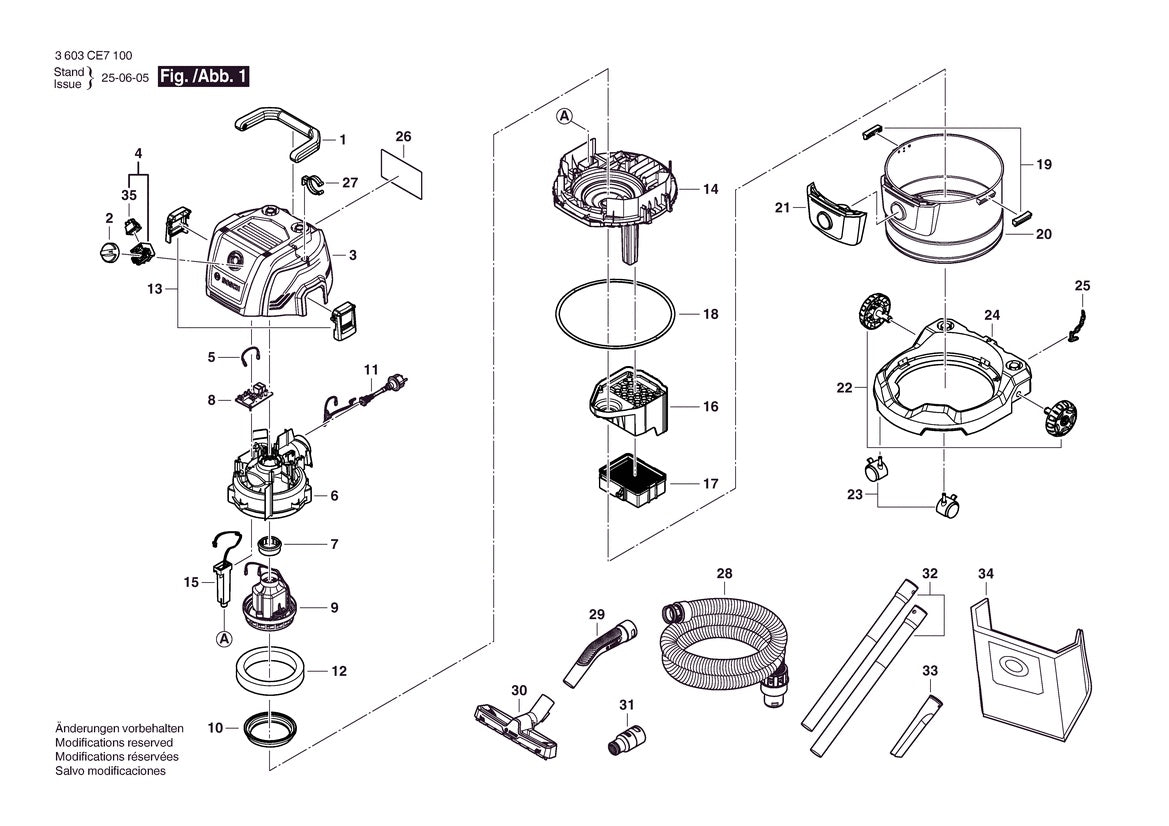 Vue éclatée Bosch PAS15-220 3 603 CE7 100 - page 1