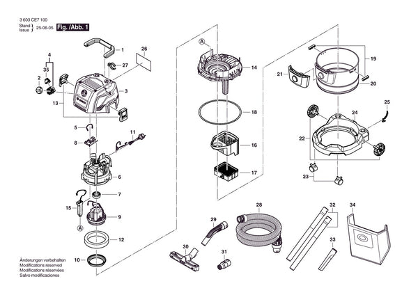 Vue éclatée Bosch PAS15-220 3 603 CE7 100 - page 1