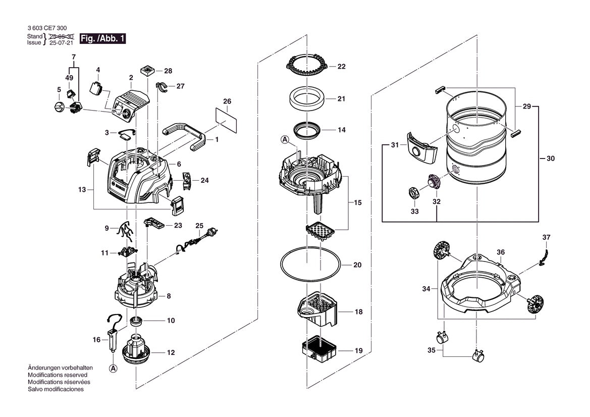 Vue éclatée Bosch PAS30-240PRS 3 603 CE7 300 - page 1