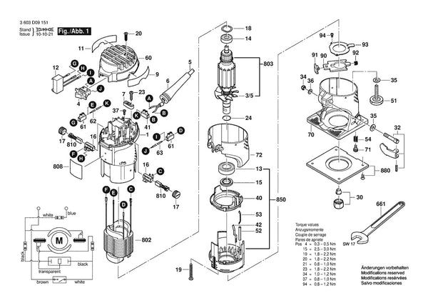 Vue éclatée Bosch PMR 500 3 603 D09 151 - page 1