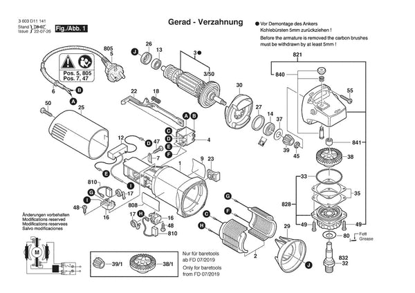 Vue éclatée Bosch PWS 6 3 603 D11 191 - page 1