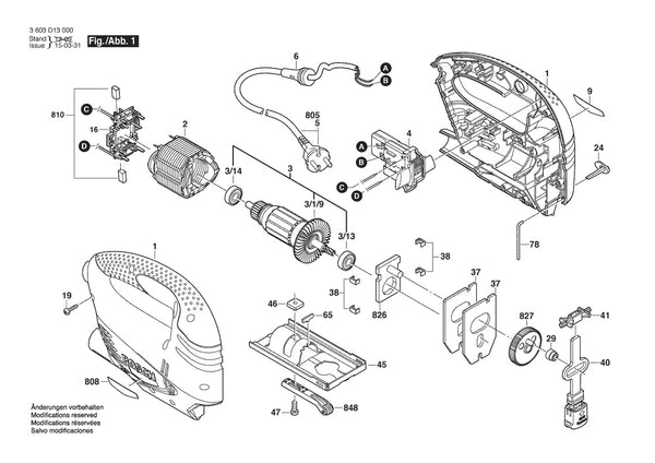 Vue éclatée Bosch PST 650 3 603 D13 000 - page 1