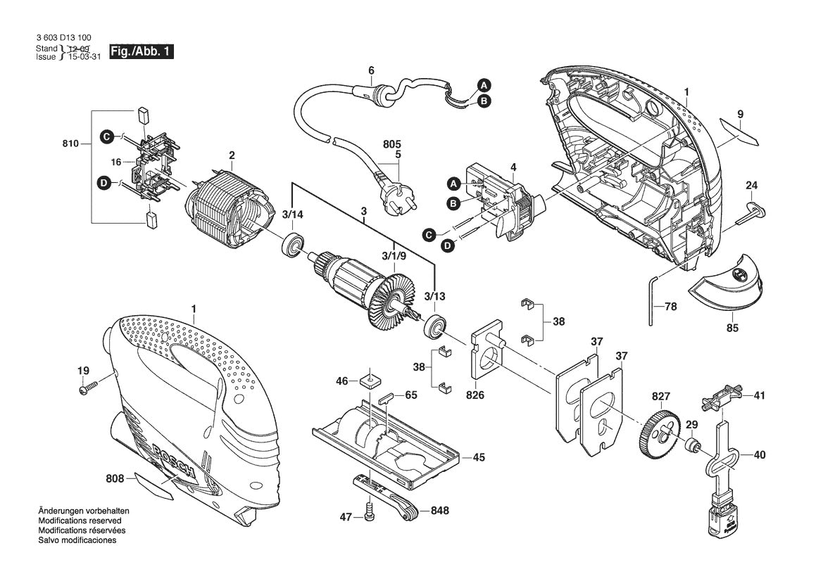 Vue éclatée Bosch PST 670 L 3 603 D13 100 - page 1