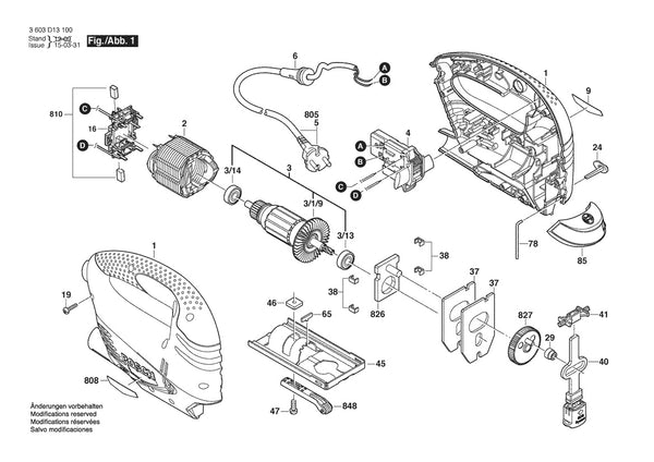 Vue éclatée Bosch PST 670 L 3 603 D13 100 - page 1