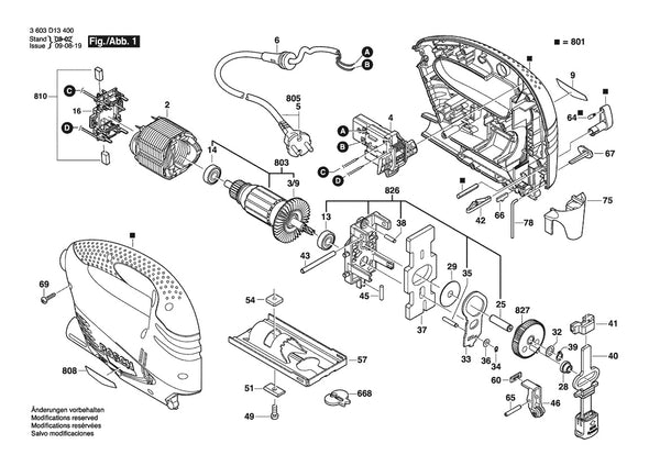 Vue éclatée Bosch PST 700 PE 3 603 D13 400 - page 1