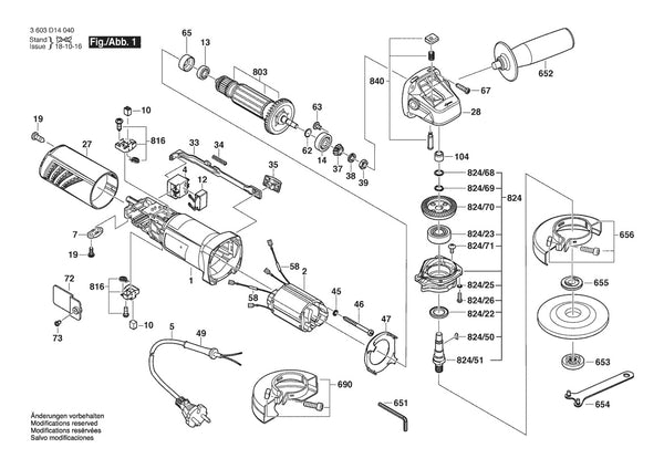 Vue éclatée Bosch PWS 620-100 3 603 D14 040 - page 1