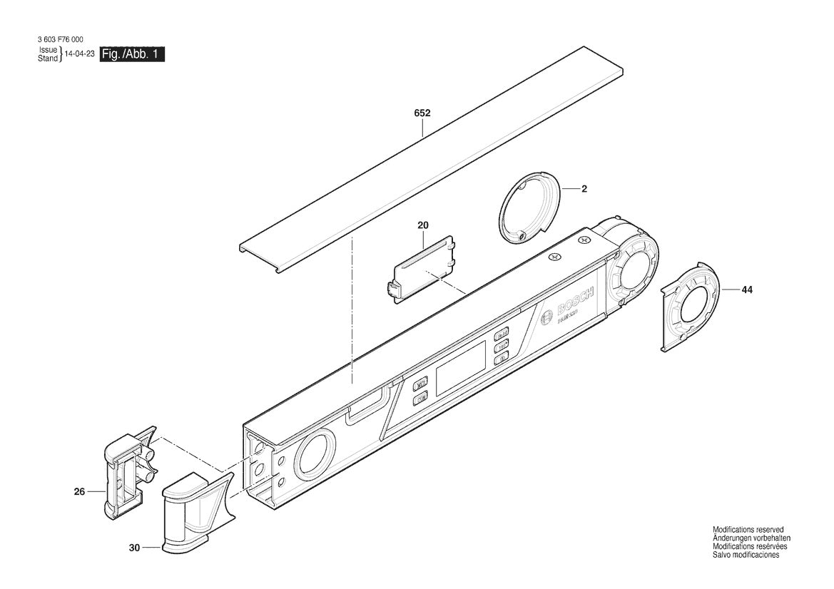 Vue éclatée Bosch PAM 220 3 603 F76 000 - page 1