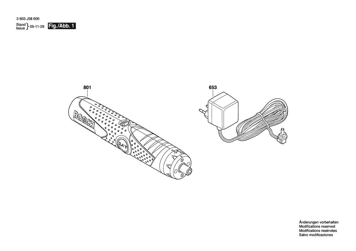 Vue éclatée Bosch PSR 2.4 V 3 603 J38 600 - page 1