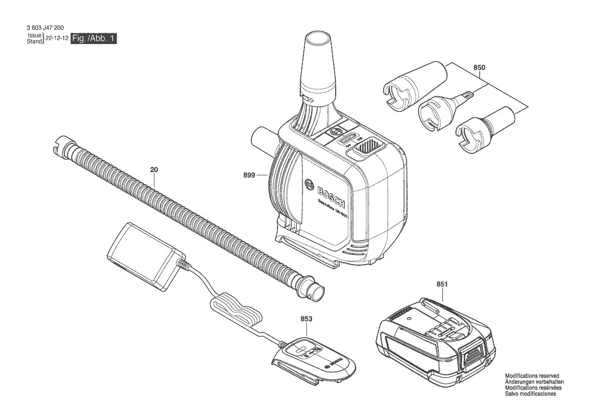 Vue éclatée Bosch EasyInflate 18V-500 3 603 J47 200 - page 1