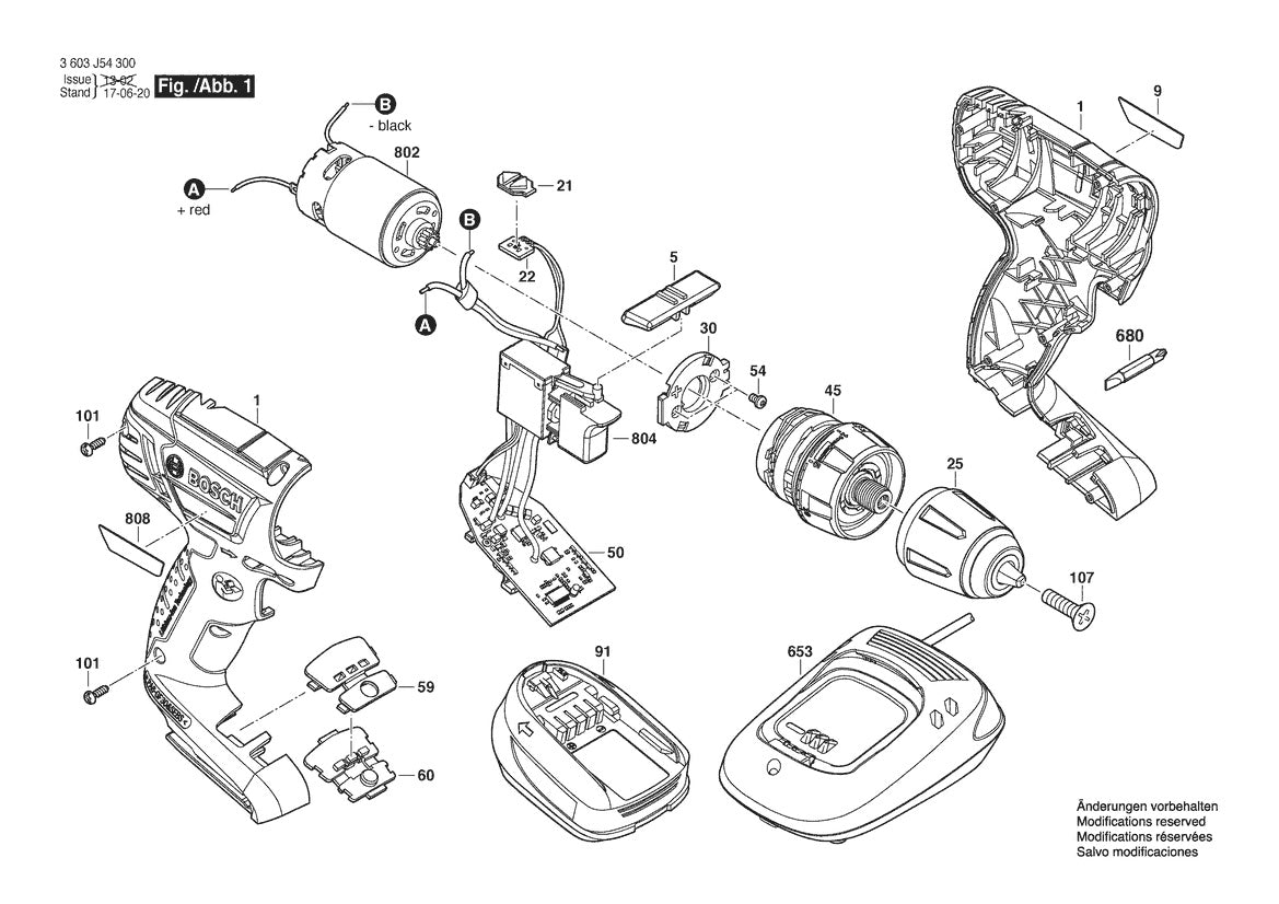 Vue éclatée Bosch PSR 14,4 LI 3 603 J54 300 - page 1