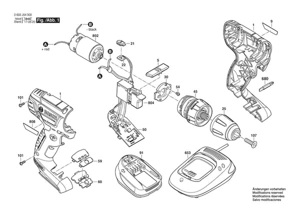 Vue éclatée Bosch PSR 14,4 LI 3 603 J54 300 - page 1
