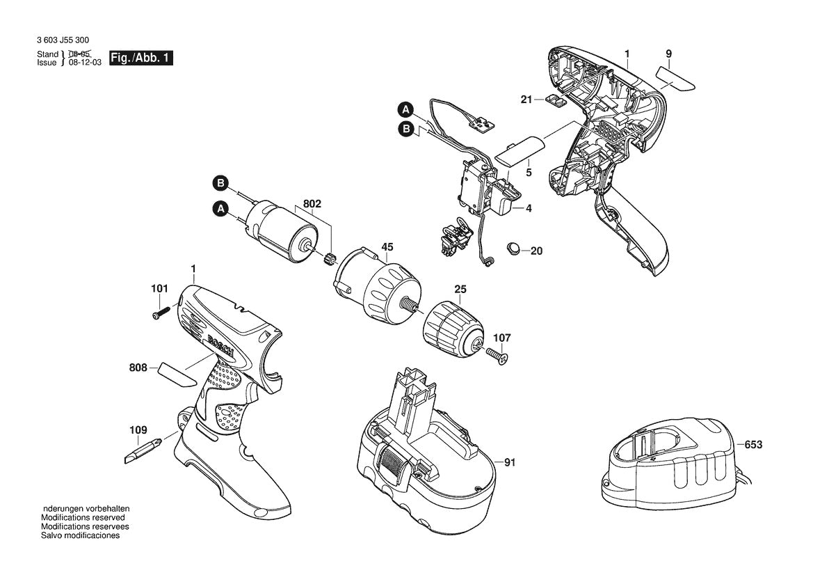 Vue éclatée Bosch PSR 18 3 603 J55 300 - page 1