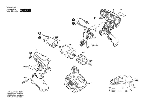 Vue éclatée Bosch PSR 12 3 603 J55 500 - page 1