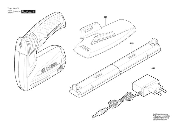 Vue éclatée Bosch PTK 3.6 LI 3 603 J68 100 - page 1