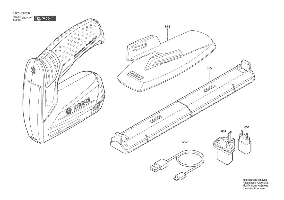Vue éclatée Bosch PTK 3,6 LI 3 603 J68 200 - page 1