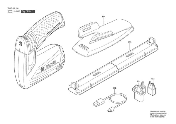 Vue éclatée Bosch PTK 3,6 LI 3 603 J68 200 - page 1