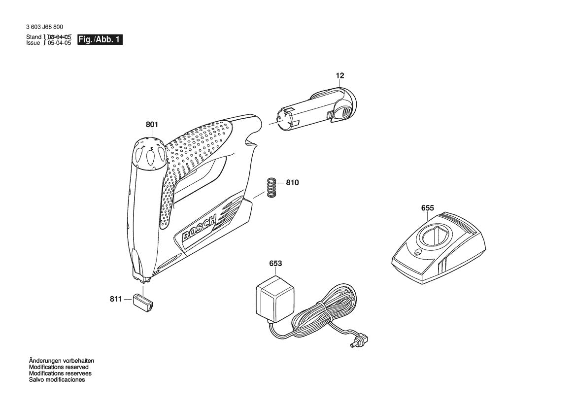 Vue éclatée Bosch PTK 3.6 V 3 603 J68 800 - page 1